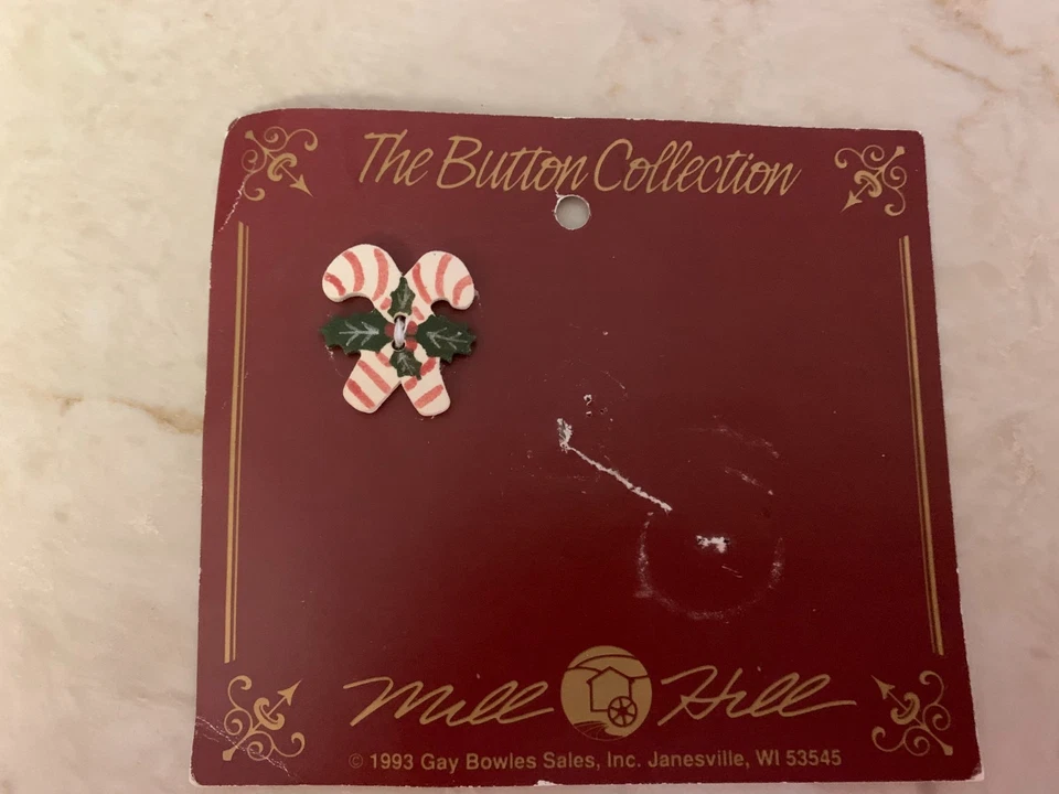 Bastón de caramelo Gay Bowles Mill Hill botón de Navidad hecho a mano cerámica sin esmaltar 1993 Foto 1 de 1