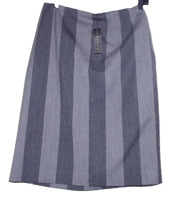 Theory Gray Follett Striped Wool A-line Knee-length Skirt Size: 6 - Image 1 of 3