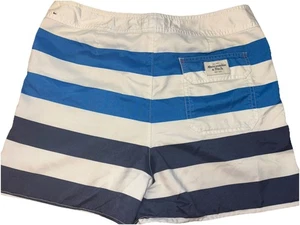 Abercrombie & Fitch Badehose Herren Größe Large blau weiß Streifen Strandshorts " - Bild 1 von 5