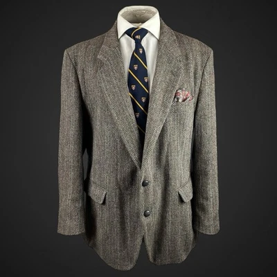 Harris Твидовая Мужская куртка Blazer 46R серый Herringbone Hodges Sport пальто шерсти - Изображение 1 из 4