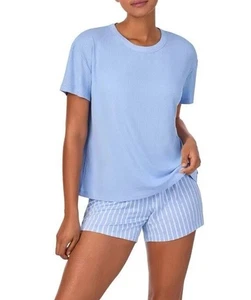 DKNY Ladies Tee & Boxer Pyjama Set In Blue , T Shirt Size L Boxers Size M - Picture 1 of 9