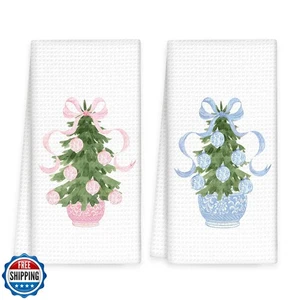 OINDADE Set di 2 Asciugamani da Cucina Natalizi Decorazione Chinoiserie, Rosa Natale H - Foto 1 di 5