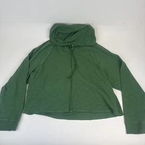 Victoria’s Secret Pink Women Zip Hoodie Cropped Embroidered Dog Green Size XL - Picture 1 of 7