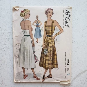 40er Jahre Vintage McCall's 7264 Neckholder Criss Cross Back Sommerkleid Schnittmuster - Bild 1 von 5
