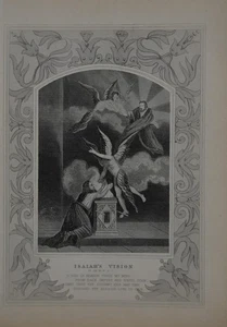 Antique Religious Art Isaiah's Vision 1860 Engraving Christian Original - Picture 1 of 8