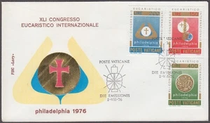 VATICAN Sc #592-4 FDC 41st INTERNATIONAL  EUCHARISTIC CONGRESS in PHILADELPHIA - Picture 1 of 1