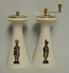Lenox BAYUK CIGARETTES Salt Pepper Mill Set PHILLIES CIGAR INDIAN Eternal Style - Picture 1 of 2