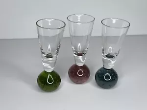 Bola de vidrio de tiro cordial rojo azul verde MCM 3 base inferior burbuja 4 1/2" T - Imagen 1 de 10