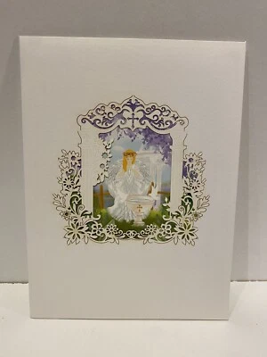 Christening Angel Prayer Flowers Card Pop Out For Baby Kids Family 3D G2 - Image 1 of 4