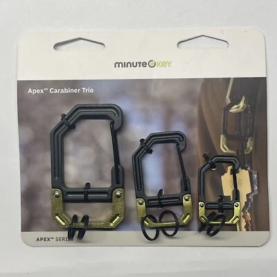 Hillman Minute Key Apex pacote com 3 mosquetões trio porta-chaves alumínio preto e dourado - Imagem 1 de 4