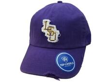 LSU Tigers TOW Purple Frayed Logo Worn Distressed Strapback Slouch Relax Hat Cap