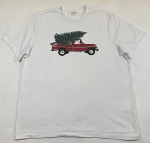 J.CREW Tee Shirt Mens XL White Truck Christmas Graphic Short Sleeve Crew Neck - Picture 1 of 8