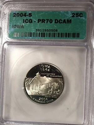 2004 S 25C Iowa State Quarter PR70DCAM ICG - Image 1 of 2