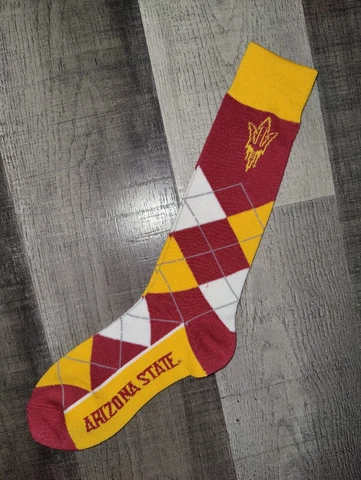 Arizona State Sun Devils Argyle Lineup Dress NCAA Team Socks Large Cover
