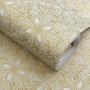 Gold Flower Self Adhesive Wallpaper Decor Peel and Stick Contact Paper PVC Roll - Picture 1 of 6