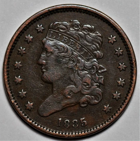 1835 Classic Head Half Cent - US 1/2c Copper Penny Coin - L37 Cover