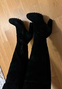 ALDO, Overknees, Echtleder, Wildleder, Schwarz, 40 - Bild 1 von 9