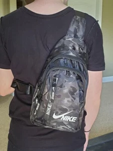 Nike Camo Unisex Sling Bag Backpack NWT School Carry On Shoulder Bag - Picture 1 of 7