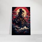 Samurai Wandbild Blutmond Asiatisches Poster Krieger Bild Wandkunst Bunt