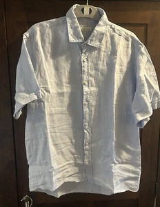 Men’s Zara Light Blue 100% Linen Short Sleeve Shirt 40 Chest (L) £55 - Picture 1 of 7