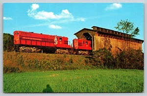 Postcard train locomotive railroad Fisher Bridge Woolcote Vermont 66 - Picture 1 of 2