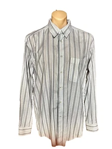 MEN'S ZANELLA STRIPED BUTTON-DOWN SHIRT-SIZE: LARGE BCK - Picture 1 of 4