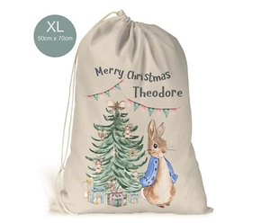 Personalisierter XL Weihnachtssack Strumpf Weihnachten Geschenktüte Peter Kaninchen Baum Sohn Geschenk - Bild 1 von 1