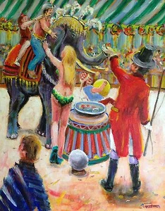 NEW LEON GOODMAN ORIGINAL OIL "Wizard of Oz - Wardrobe Department" PAINTING - Picture 1 of 2