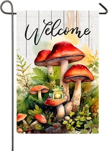 Mushroom Garden Flag Spring Summer Yard Flags for outside 12X18 Inch Double Side - Picture 1 of 8