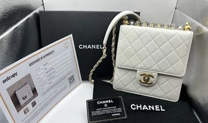 Chanel Chic Pearls Flap Bag Quilted Lambskin with Acrylic Beads Small - Picture 1 of 18