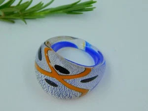 Venetian Glass Handmade Ring, Murano Italian Glass Ring, Artisan Dome Ring "8.5 - Picture 1 of 5