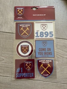 Official West Ham United FC Multi Car Window Set Of 6 Stickers 7cm x 7cm - Afbeelding 1 van 2