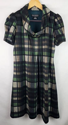 Vestido para mujer Jessica Howard talla mediana verde a cuadros capucha cuello manga corta Foto 1 de 4