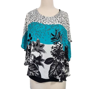 Poncho Joseph Ribkoff Top Talla 10 Arte para Usar Boho Lagenlook Sin Mangas Fluido - Imagen 1 de 9