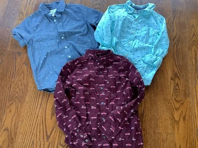 Lot Of 3 Shirts Size 8 Youth Boys Long Sleeve Button Up Christmas/Other Shirts - Image 1 of 4