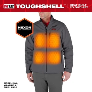 Milwaukee, M12 Cordless TOUGHSHELL Gray Heated Jacket Kit, Large, Size L, Color - Picture 1 of 13