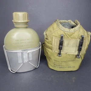 HTP 1980 US Military Canteen - Green Plastic Screw Lid 8" With Cover Case - Picture 1 of 5