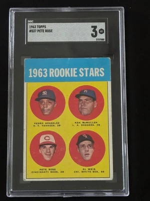 1963 Topps #537 Rookie Stars Pete Rose RC Rookie SGC 3 ¡Rojos encuadernados en la corte centrada! Foto 1 de 2