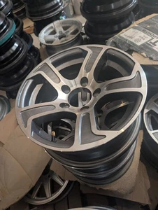14" x 5" ALUMINUM TRAILER WHEEL 5-LUG ON 4.5 INCHES - Gray - Picture 1 of 1