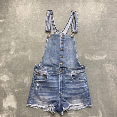 Pantalones cortos America Eagle con botones delanteros con tirantes recortados para mujer 6 denim Foto 1 de 4