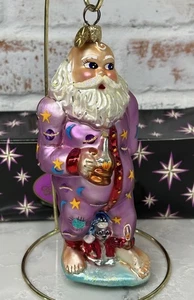 Christopher Radko Santa Jamas lila rosa Monde Stern Weihnachtsschmuck LESEN! - Bild 1 von 8