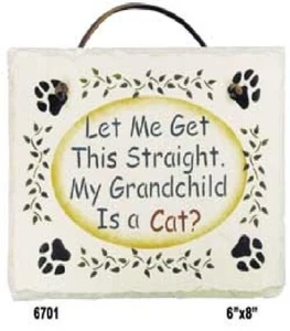 Enkelkind ist eine Katze Spruch auf handschabloniertem Schiefer von Kim's Crafts - LETZTER - Bild 1 von 1