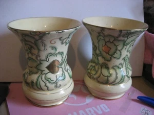 Pair VINTAGE TUSCAN DECORO hand painted ART DECO VASES - Picture 1 of 5