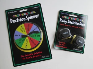 2 Funny Retirement Gifts OVER THE HILL Decision Dice + Spinner / Still Sealed - Picture 1 of 4