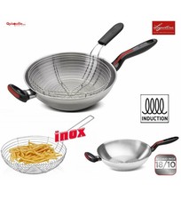 Lagostina Linea Rossa, Wok Acciaio inox 18 /10 Adatta ad Induzione Ø 28 con Rete