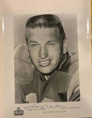 Johnny Unitas Signed Colts 8x10 Vintage Original Hall of Fame Photo (JSA COA) - Image 1 of 2