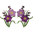 Pair of Purple Flower Patches Iron Sew On Flowers Clothes Embroidery Patch Badge