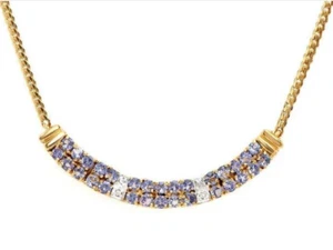 Designer-Halskette 1,68 kt Tansanit & Diamanten 18 Karat vergoldet - Bild 1 von 2