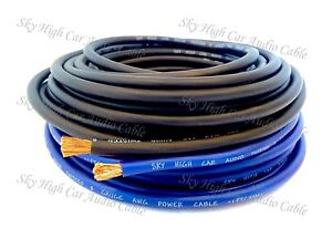 50 ft Total 8 Gauge AWG 25' BLACK / 25' BLUE Power Ground Wire Sky High