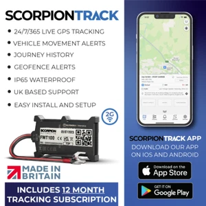 ScorpionTrack Self-Install GPS Vehicle Tracker, Car, Van, Bike - FMT100 12M Sub - Picture 1 of 8
